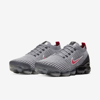 Nike Air VaporMax Flyknit 3 - Férfi Utcai Cipő - Szürke/Fekete/Szürke/Piros